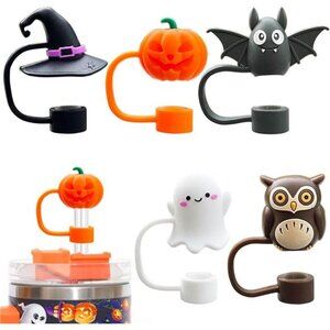 5PCS Halloween Straw Cover Caps for Stanley Cup - Silicone Straw Toppers